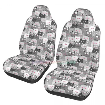 Husă pentru scaun auto cu capete de pisică colorată, 2 buc. Huse pentru scaun auto din față, husă de protecție anti-fouling Accesorii drăguțe pentru mașină