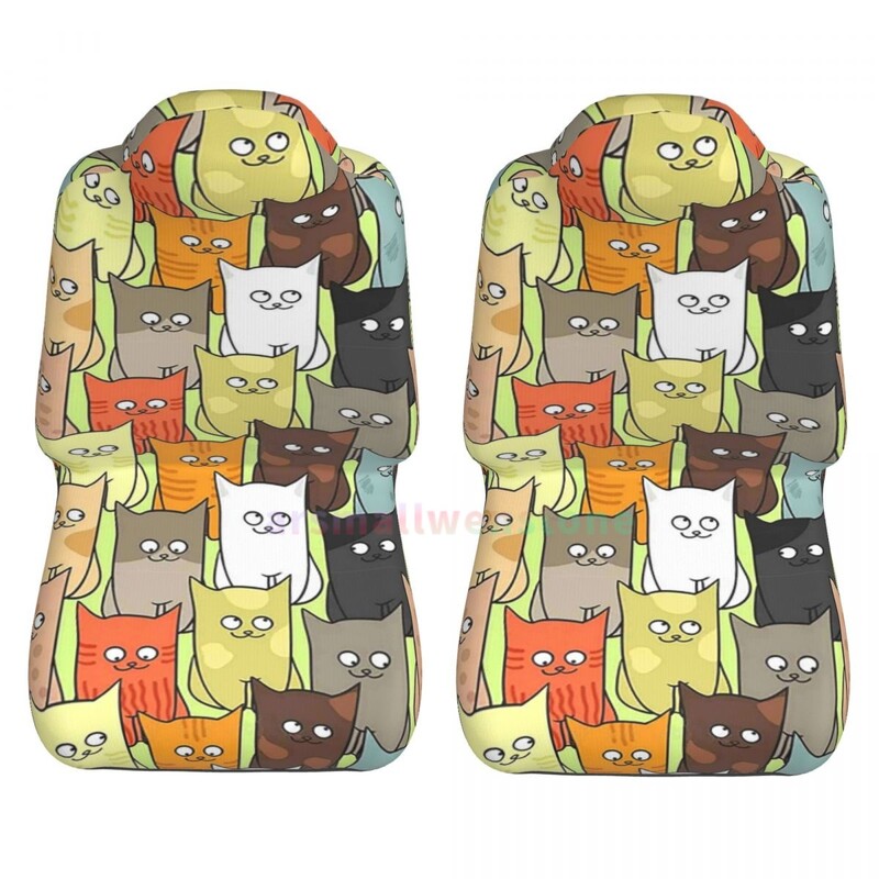 Husă pentru scaun auto cu capete de pisică colorată, 2 buc. Huse pentru scaun auto din față, husă de protecție anti-fouling Accesorii drăguțe pentru mașină