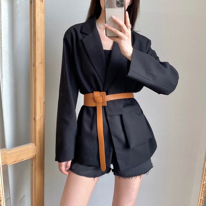 Augstas kvalitātes mezgls, mīksts īstas ādas, gara jostasvieta sieviešu viduklim, plats mētelis korsetes josta Dizainera jostas sievietēm Cummerbunds