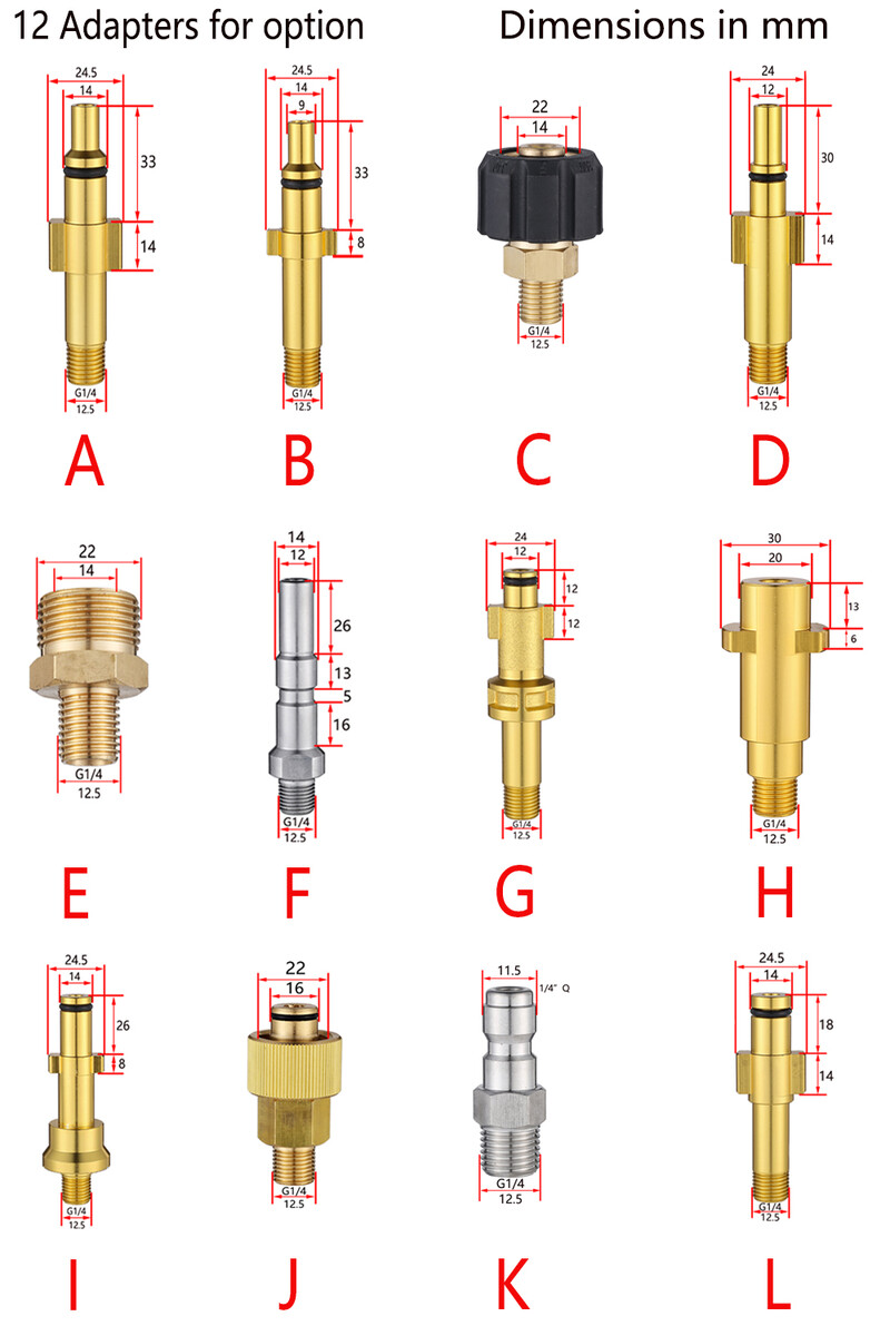 AR/Interskol/Lavor/Bosche/Huter/M22 lándzsa csatlakoztatásához Karcher és női bajonett magasnyomású mosó csatlakozó adapterhez