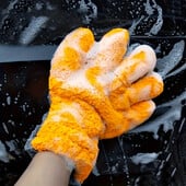 1 ks Rukavice na čistenie auta, obojstranné, z koralového flísu, mäkké a savé, produkty na umývanie auta, päťprstové rukavice, čistiace nástroje