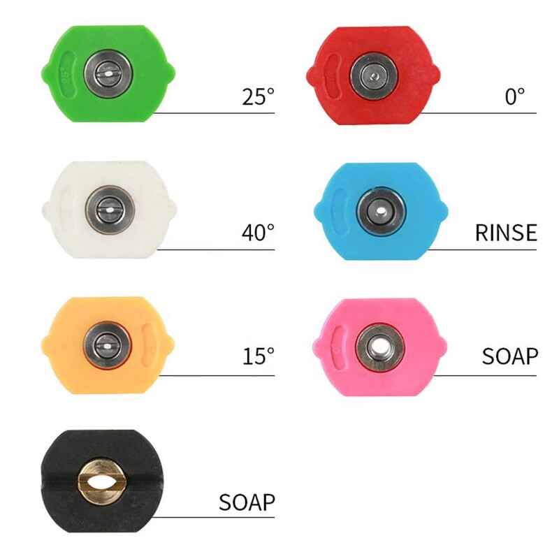 7 komada 1/4 inča Quick Connect visokotlačni pištolj za pranje, vrhovi mlaznica za prskanje, 4000 Psi Dodaci za čišćenje Koplje za čišćenje automobila