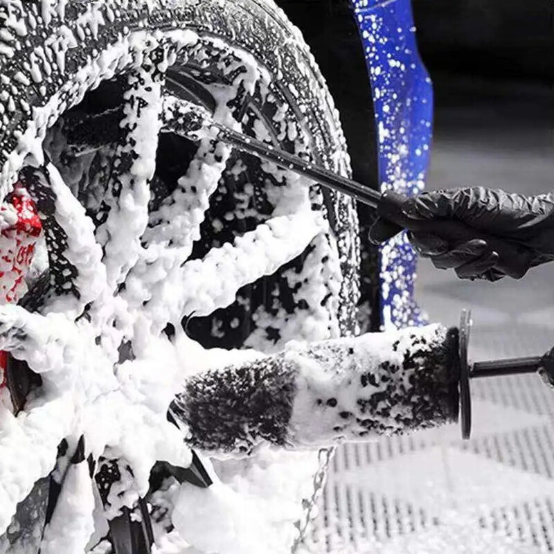 SEAMETAL Премиум микрофибърна четка за автомобилни колела Нехлъзгаща се дръжка Четка за автомивка Инструменти за лесно почистване на автомобилни джанти Спици Колело