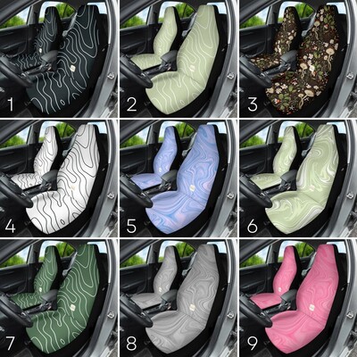 Groovy Retro Boho Waves aranyos Y2K hippi autós üléshuzatok női járművekhez, 2db-os szett