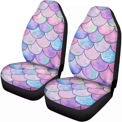 Komplet navlaka za autosjedalice s printom sirene Rainbow Auto Auto presvlake za autosjedalice Set od 2 univerzalne prikladne za većinu vozila Sedan Kamion SUV