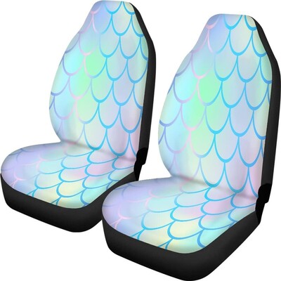 Komplet navlaka za autosjedalice s printom sirene Rainbow Auto Auto presvlake za autosjedalice Set od 2 univerzalne prikladne za većinu vozila Sedan Kamion SUV