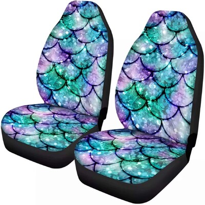 Komplet navlaka za autosjedalice s printom sirene Rainbow Auto Auto presvlake za autosjedalice Set od 2 univerzalne prikladne za većinu vozila Sedan Kamion SUV