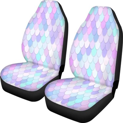 Komplet navlaka za autosjedalice s printom sirene Rainbow Auto Auto presvlake za autosjedalice Set od 2 univerzalne prikladne za većinu vozila Sedan Kamion SUV