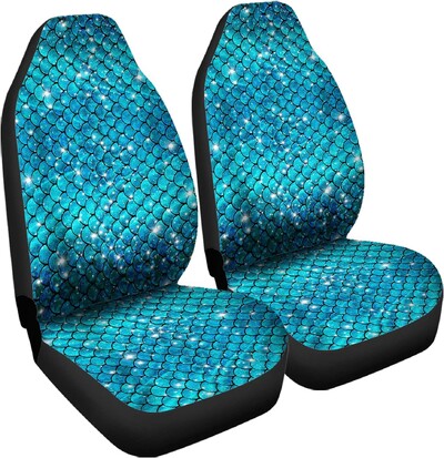 Komplet navlaka za autosjedalice s printom sirene Rainbow Auto Auto presvlake za autosjedalice Set od 2 univerzalne prikladne za većinu vozila Sedan Kamion SUV
