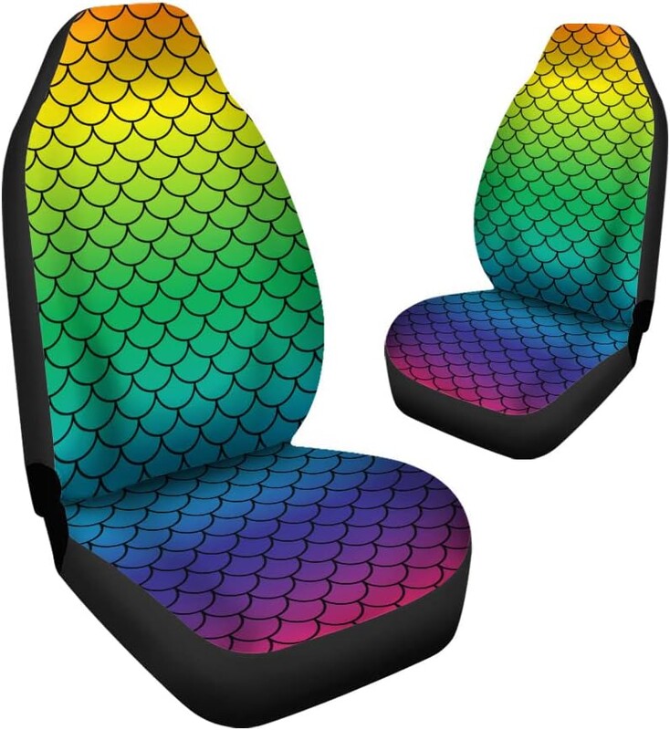 Komplet navlaka za autosjedalice s printom sirene Rainbow Auto Auto presvlake za autosjedalice Set od 2 univerzalne prikladne za većinu vozila Sedan Kamion SUV