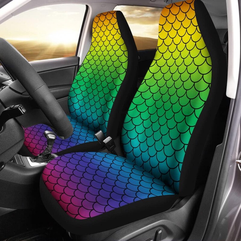 Komplet navlaka za autosjedalice s printom sirene Rainbow Auto Auto presvlake za autosjedalice Set od 2 univerzalne prikladne za većinu vozila Sedan Kamion SUV