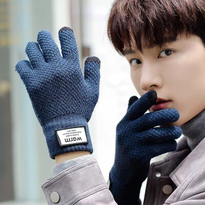 Muške zimske pletene rukavice za jahanje na otvorenom, otporne na vjetar, topla rukavica od flisa, zadebljana na dodir