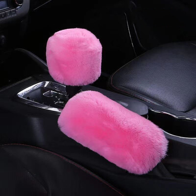 2 gabali automašīnas plīša rokas bremzes pārsega pārslēga kloķa vāciņš rudens un ziemas auto plīša rokas bremzes vāciņš, mīksts un silts rokas bremzes vāciņš