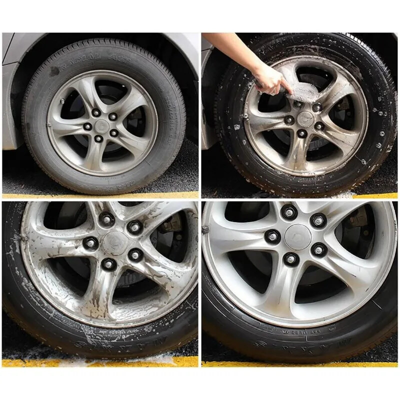 Lengvojo lydinio ratlankių šepečių padangų valymo įrankis T formos sulenktos rankenos tarpelio nukenksminimo nailoninis padangų šepetys Automobilių grožio priedai