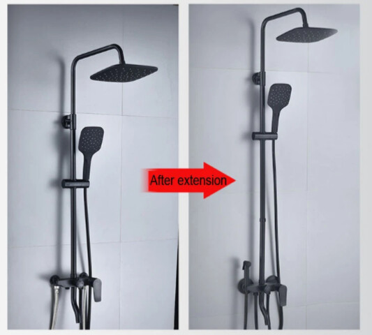 Vonios dušo vamzdžio prailginimo vamzdis rankinio dušo laikiklio laikiklis kvadratinis ir apvalus prailginimo vamzdžio strypas Paaukštinkite vamzdžio slankiojančią juostą