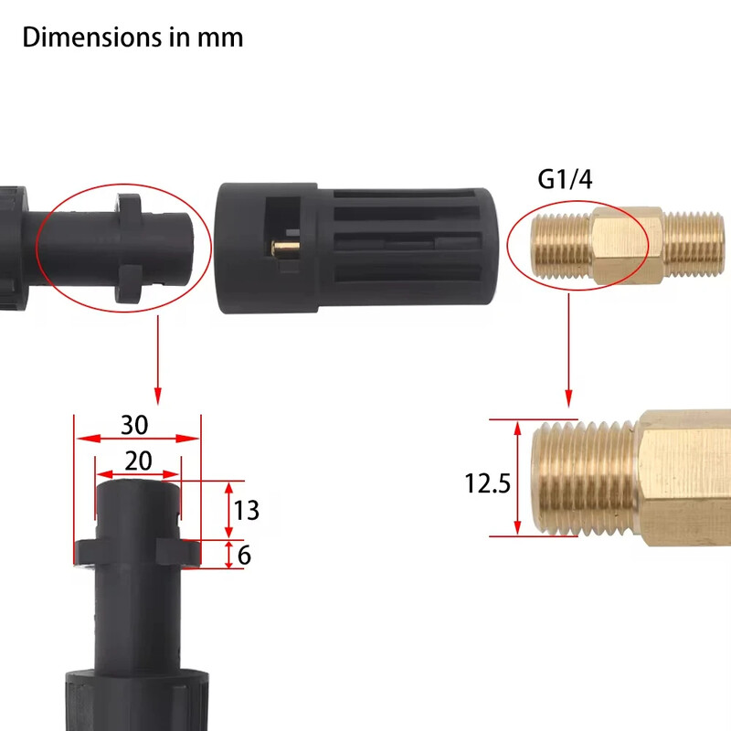 Konektorový adaptér tlakového čističa pre pripojenie AR/Interskol/Lavor/Bosche/Huter/M22 Lance Wand k ženskému adaptéru vodnej pištole Karcher