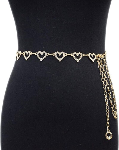 Curea de rochie cu lanț metalic pentru femei Curea cu lanț cu inimă Centura în talie slabă decorată