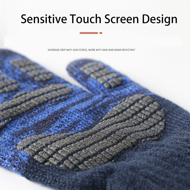 Ανδρικά πλεκτά γάντια μεγάλου μεγέθους Αντιολισθητικό φθινοπωρινό χειμερινό βελούδο θερμική εκτύπωση οθόνης αφής Μαλακό ζεστό ανδρικό ελαστικό γάντι οδήγησης