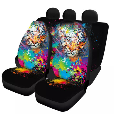 3D Tiger Print Universal Καλύμματα εμπρός/πίσω καθισμάτων αυτοκινήτου Άνετα καλύμματα καθισμάτων αυτοκινήτου Κομψά καλύμματα για άνδρες Μαύρο εσωτερικό αυτοκινήτου