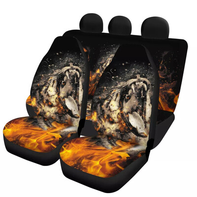 3D Tiger Print Univerzális autó első/hátsó üléshuzatai Kényelmes autóüléshuzatok Stílusos férfi huzatok Fekete autó belső