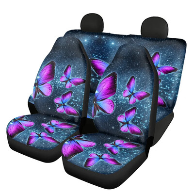 „Galaxy 3D Butterfly Pattern“ priekinių ir galinių sėdynių užvalkalų rinkinys iš 4 automobilių sėdynių užvalkalų daugeliui automobilių, universalus visureigis