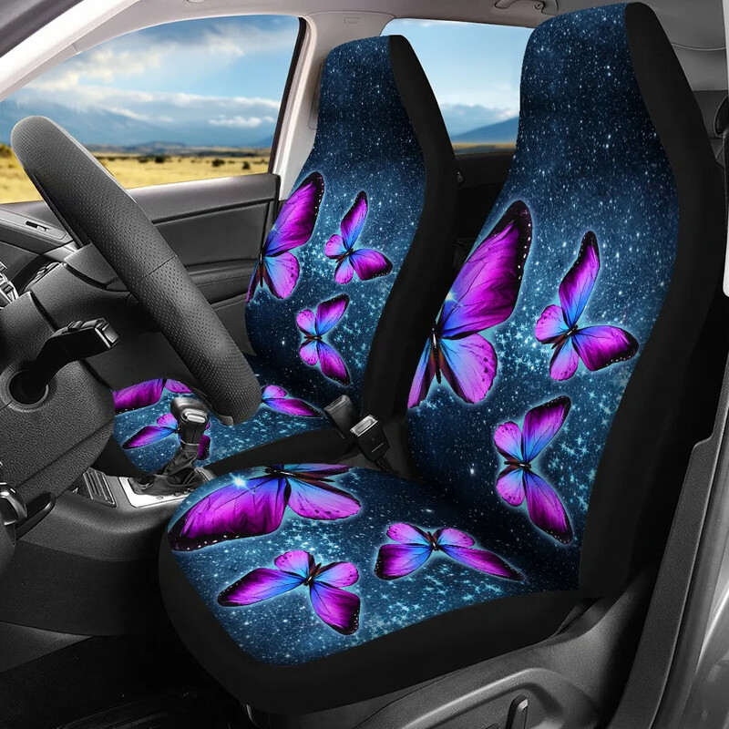 Sada 4 poťahov na autosedačky s 3D motýlím vzorom Galaxy, sada 4 kusov, pre väčšinu áut, univerzálne SUV