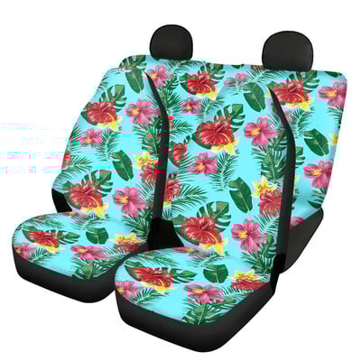Hawaii trópusi hibiszkusz dizájn divatos készlet 4 első és hátsó üléshuzatból univerzálisan illeszkedő automatikus ülésvédő