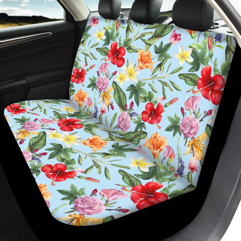 Hawaii trópusi hibiszkusz dizájn divatos készlet 4 első és hátsó üléshuzatból univerzálisan illeszkedő automatikus ülésvédő