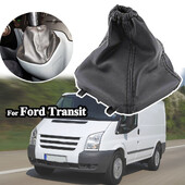 Για Ford Transit 06 -14 PU Δερμάτινο πόμολο αλλαγής ταχυτήτων αυτοκινήτου Κάλυμα μπότας γκέτας 6C117B118ABYYJV Χειροκίνητη βελονιά Μαύρο Ολόσωμο