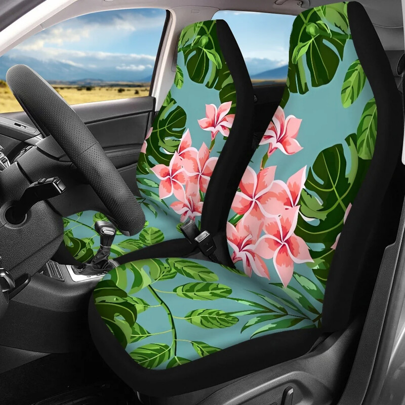 Kompletný poťah na autosedačku, potlač Monstera Plumeria, mäkký vankúš do auta, štýlový univerzálny poťah do auta