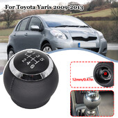 Pu bőr 6 sebességes MT sebességváltó gomb GearStick kar toll váltó kézilabda króm M12 fekete Toyota Yarishoz 2009 2010 2011-2013