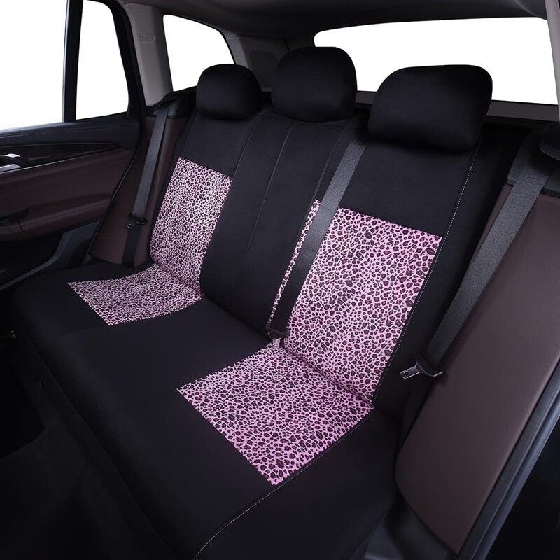 „Leopard Print“ automobilių sėdynių užvalkalai, „Queen Crown Print“ priekinis kibiro sėdynės užvalkalas, užpakalinės sėdynės 3 vietų užvalkalas, Moterims universalus, tinka 99% automobilių