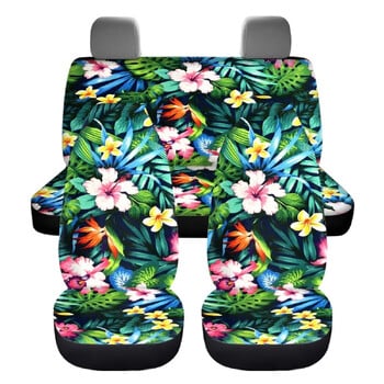 Polynesian Tattoo Plumeria Pattern Vehicle Clean Protector Лесна инсталация Автоматичен комплект калъфи за предна задна седалка Персонализиран дизайн