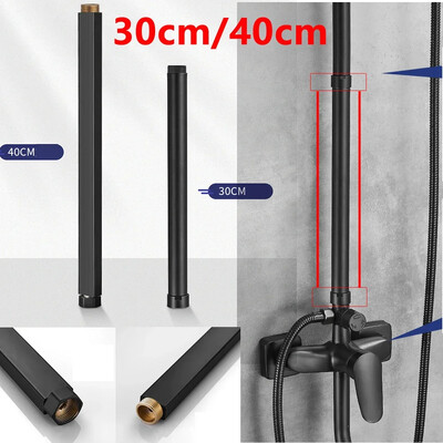 40 cm vannas istabas dušas pagarinājuma caurule, bīdāmie stieņi, jaucējkrāns, papildus pagarināms caurules kronšteina turētājs, universāls interfeiss kvadrātveida apaļa caurule