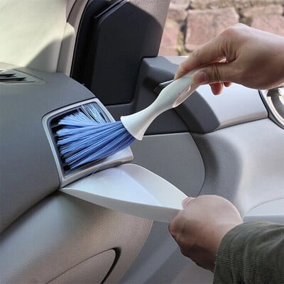 2GB Auto ventilācijas atveru tīrīšanas rīks Automašīnas salona paneļa putekļu birste Mīksto saru birste Plus putekļu kabatas detaļu tīrīšanas birste