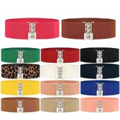 Klasické elastické široké opasky, farebný potlačený pás, elegantný nastaviteľný opasok s kabátom pre ženy