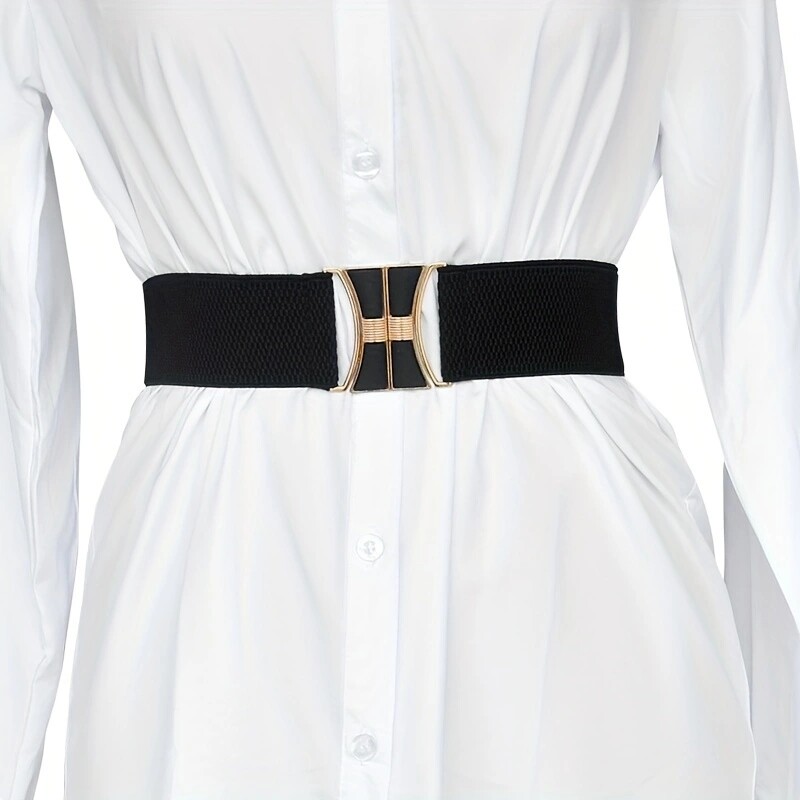 Női divat Rugalmas rugalmas széles derékpánt Rugalmas díszítés csat öv le ruhaöv