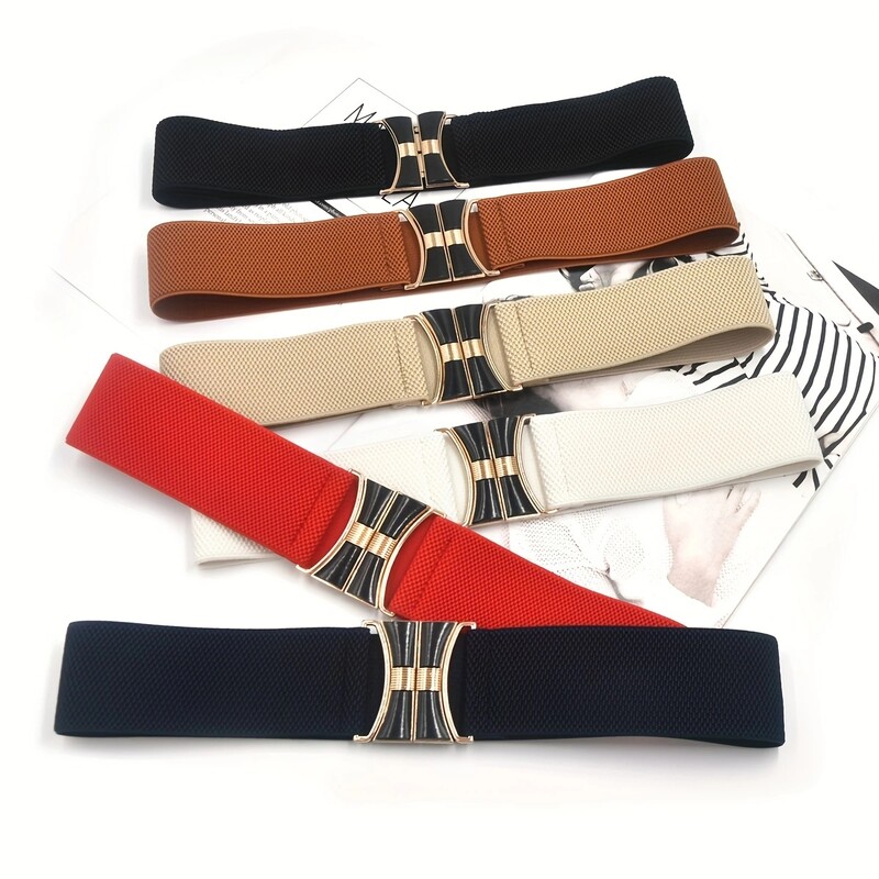 Női divat Rugalmas rugalmas széles derékpánt Rugalmas díszítés csat öv le ruhaöv