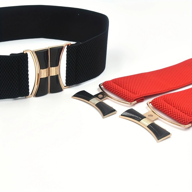 Női divat Rugalmas rugalmas széles derékpánt Rugalmas díszítés csat öv le ruhaöv