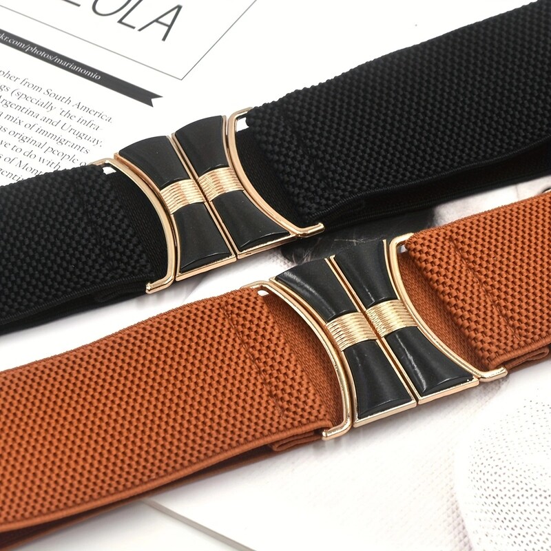 Női divat Rugalmas rugalmas széles derékpánt Rugalmas díszítés csat öv le ruhaöv