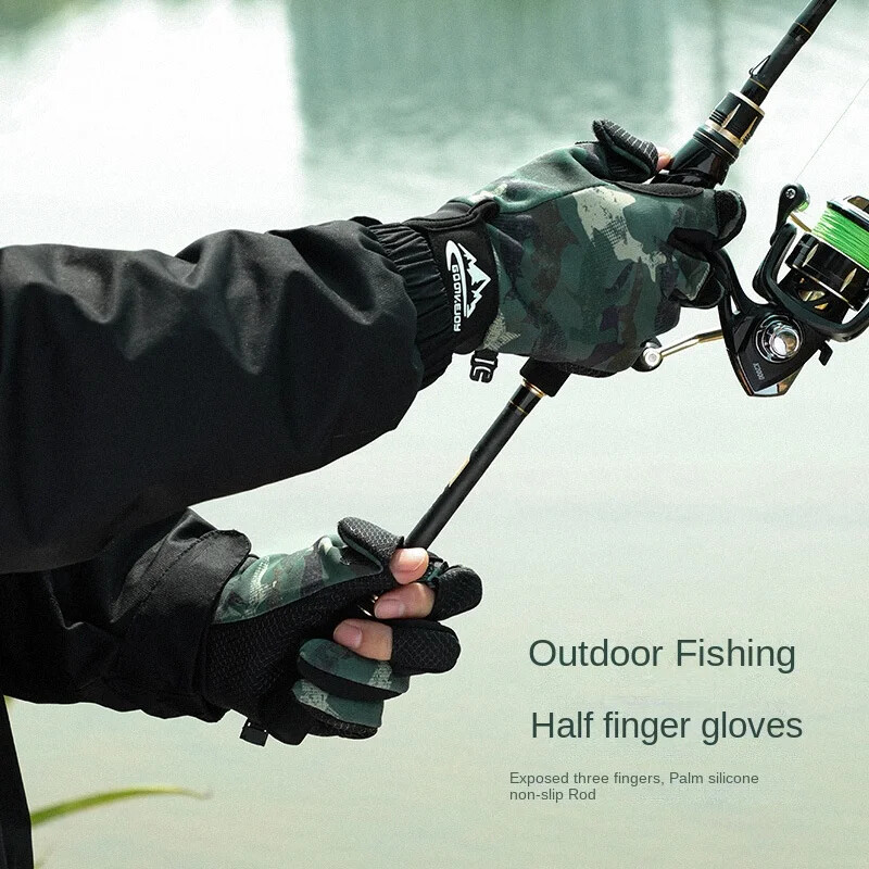 Ανδρικά χειμερινά γάντια ψαρέματος 2024, Αντιολισθητικά και ανθεκτικά στη φθορά, βελούδινα ζεστά γάντια δρόμου, ανοιχτή οθόνη αφής με δάχτυλα