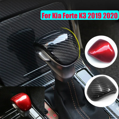 Skirta Kia Forte K3 2019 2020 2021 anglies pluošto stiliaus raudona ABS vidaus pavarų svirties perjungimo rankenėlės dangtelio lipdukas apdaila automobilių automobilių dalys