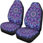 2 db Mandala autós üléshuzatok Boho Lotus Print első automatikus üléshuzat, autós vödörülés védőhuzatok univerzális illeszkedés