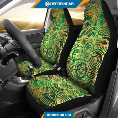 2 db Mandala autós üléshuzatok Boho Lotus Print első automatikus üléshuzat, autós vödörülés védőhuzatok univerzális illeszkedés