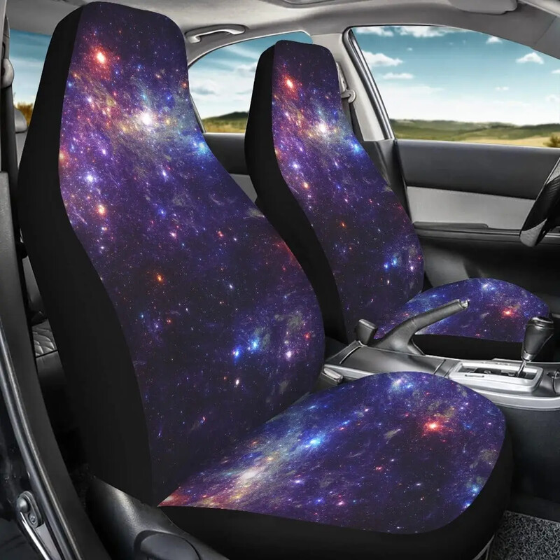 Šaunūs Galaxy automobilinių sėdynių užvalkalai Mėlyni žieminiai šilti priekinės sėdynės apsauginiai užvalkalai Visas komplektas 2 vnt Universalus patvarus kaušo sėdynė