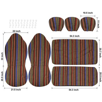 Uxcell 7 бр. Универсално многоцветно одеяло Baja Етнически стил Издръжливо покривало за седалка с кофа за кола Автомобилен протектор