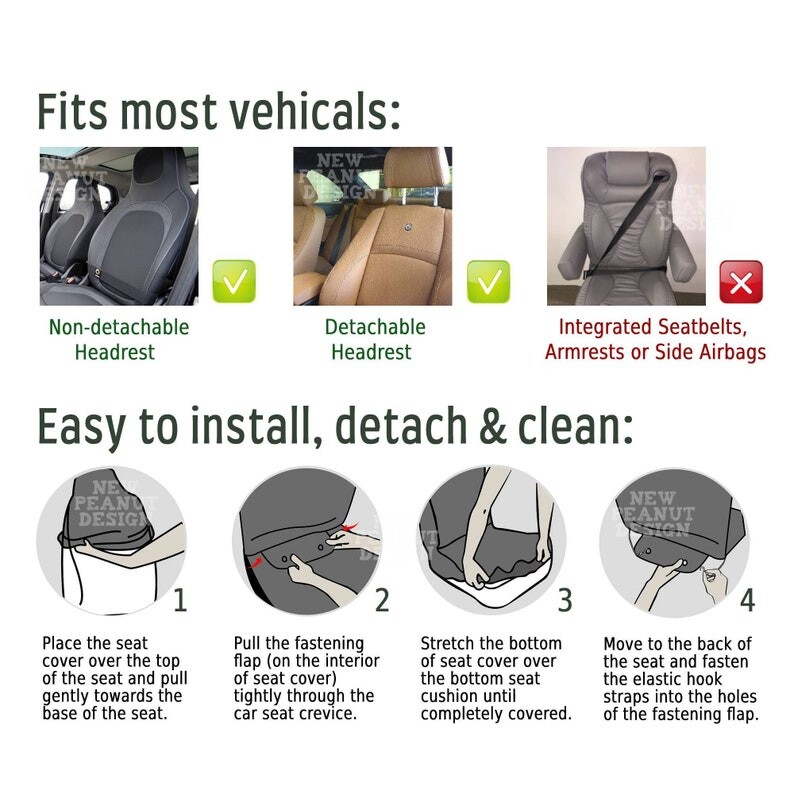 Houndstooth autós üléshuzat nőknek aranyos, elegáns fekete-fehér üléshuzat járműhöz, egyszerű, semleges, esztétikus autó dec.