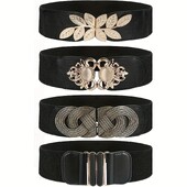 Elegantný vintage elastický opasok s kovovou prackou pre ženy - široký pás na kabáty a podväzky