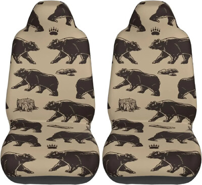 Vintage Bear Brown automašīnu sēdekļu pārvalku komplekts 2 gab. Priekšējo sēdekļu aizsargierīces universālajam vieglo apvidus auto furgonam kravas automašīnas auto sēdekļa pārvalku komplekts