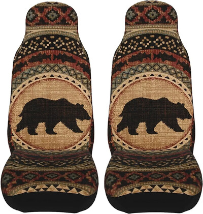 Vintage Bear Brown automašīnu sēdekļu pārvalku komplekts 2 gab. Priekšējo sēdekļu aizsargierīces universālajam vieglo apvidus auto furgonam kravas automašīnas auto sēdekļa pārvalku komplekts